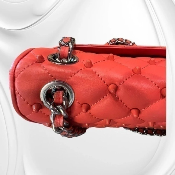 Rebecca MINKOFF coral studded quilted cross body purse EXCELLENT condition - Picture 13 of 16